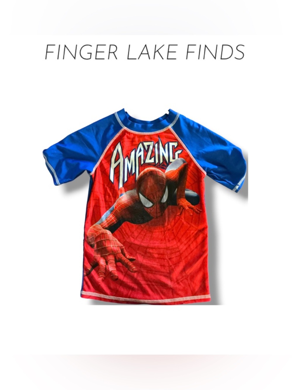 Marvel Spider-Man Red & Blue Kids Swim Shirt, 7